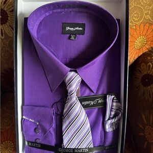 Purple Men's Shirt with Tie